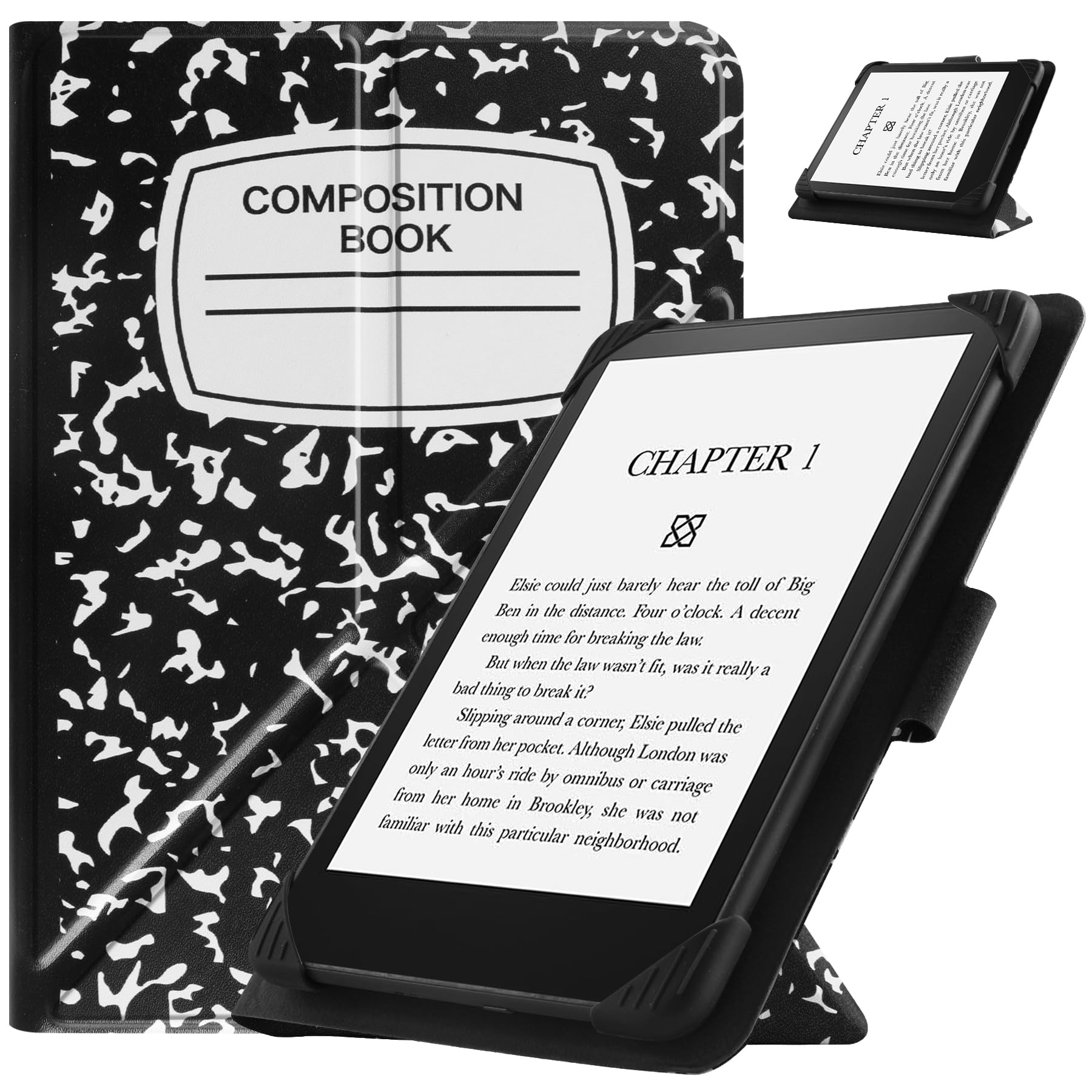 HGWALP Universal Case for 6.8 inch 7 inch eBook Readers,Slim PU Folio Cover Case with Stand for 6.8 inch 7 inch Touchscreen E-Readers-Composition Book