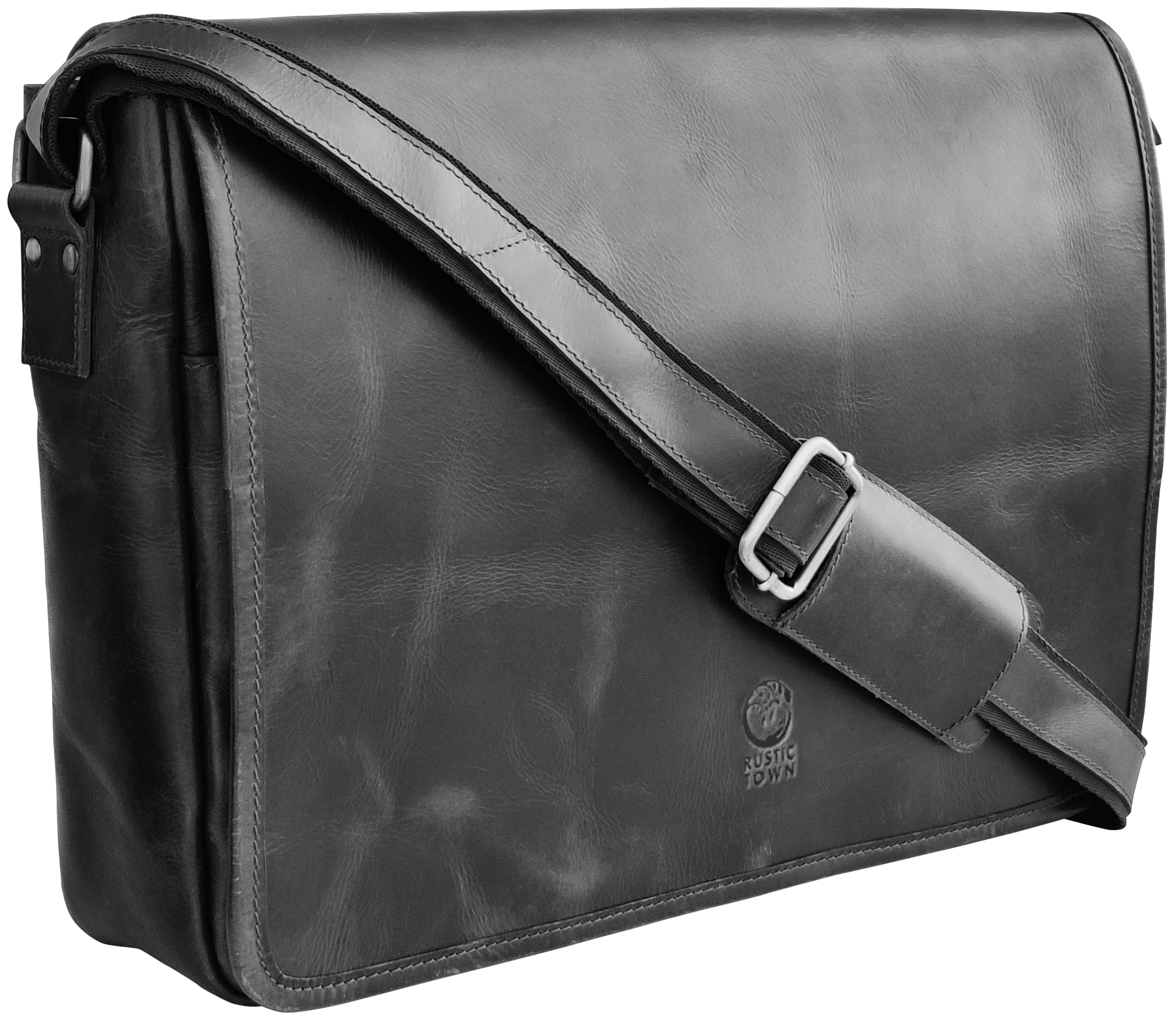 Leather Messenger Bag for Men 16" Full Grain Leather Laptop Bag Vintage Crossbody Office Satchel Travel Shoulder Bag