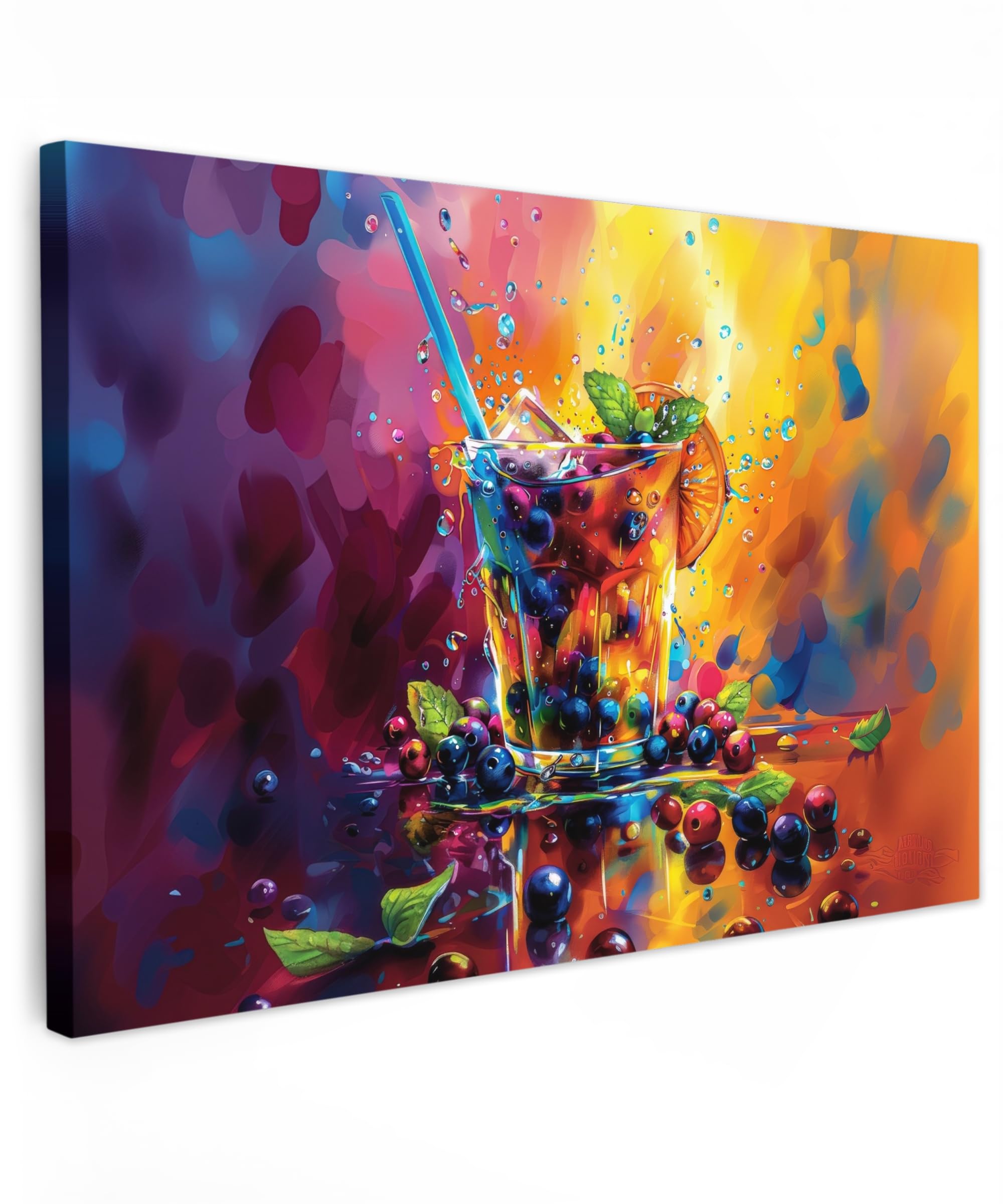 MuchoWow© Canvas Wall Art Work 35"x24" / 90x60 cm Room Decor Painting Wallfillers Picture Decoration Prints Cocktail - Fruit - Colourful - Drink