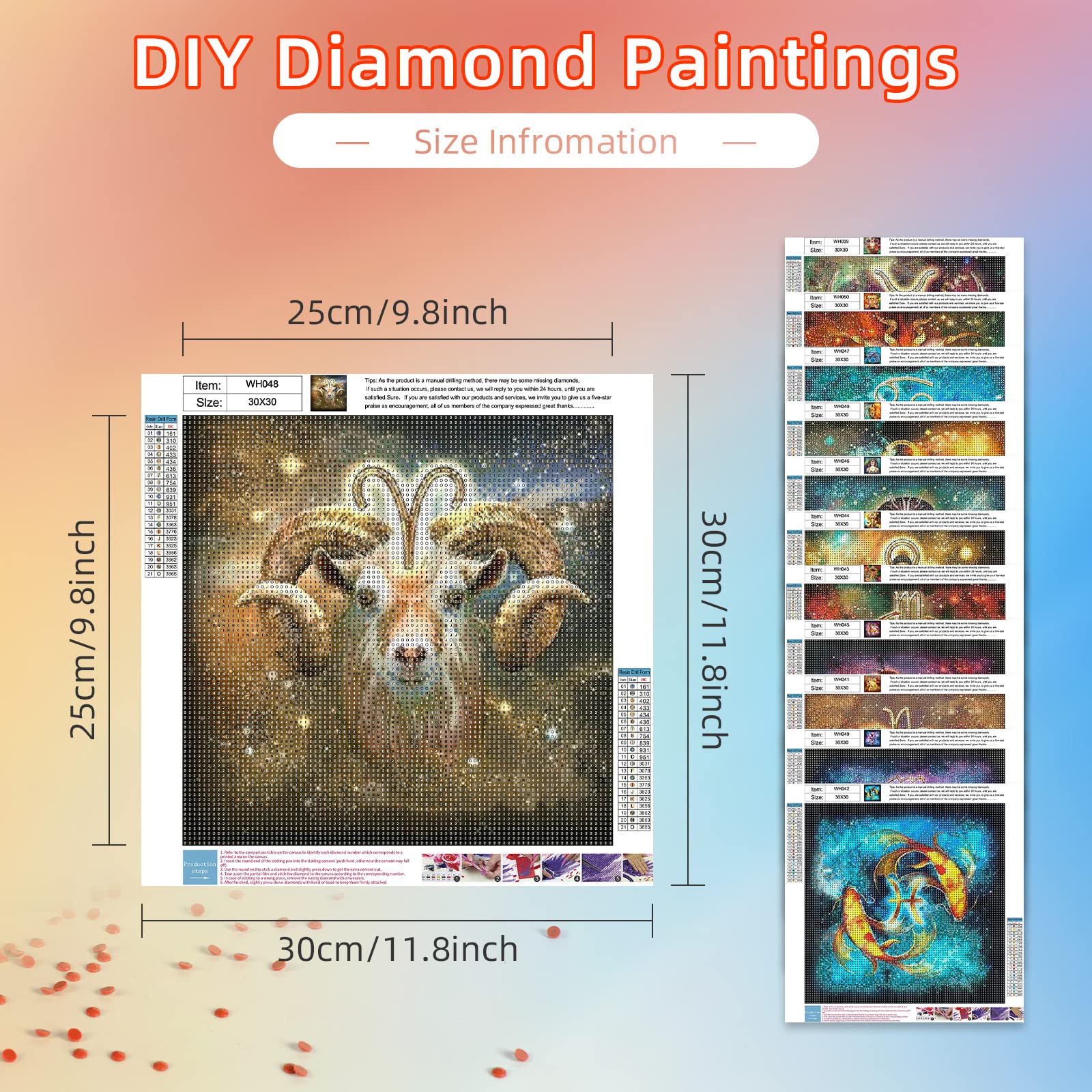 Amazon | Cskunxia 12個パック DIY ダイヤモンドペインティングキット
