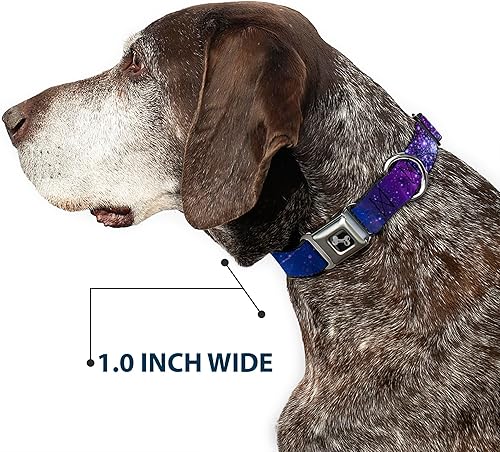 Miniatura 6 de Collar de perro hebilla de cinturón de seguridad Galaxy Blues Purples 16 a 23 pulgadas 1.5 pulgadas de ancho
