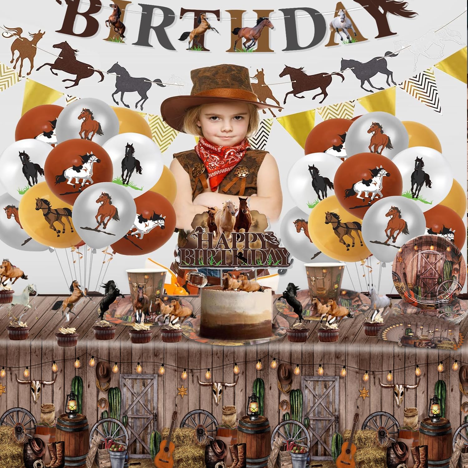 36 Cowboy-Partybecher Mit Deckel – 400 Ml, Mit Papierstrohhalmen, Western-Motiv Für Mottoparty