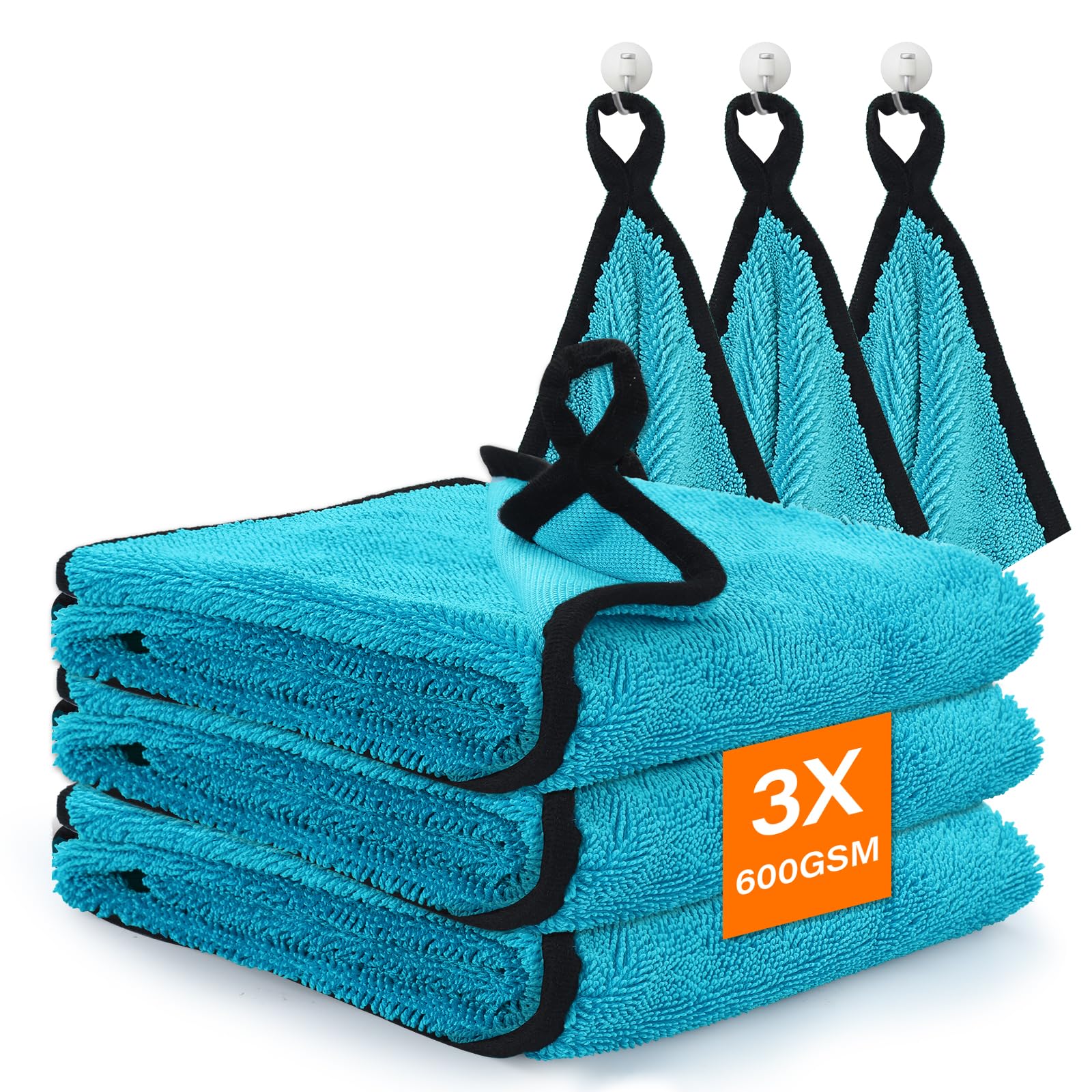 WUFANC Trockentuch Dusche 2er Pack - Mikrofasertücher Auto Trockentuch, Fussel und Streifenfrei, Extrem Saugfähig - Microfasertücher Handtücher 60x40cm für Verschiedene Anlässe