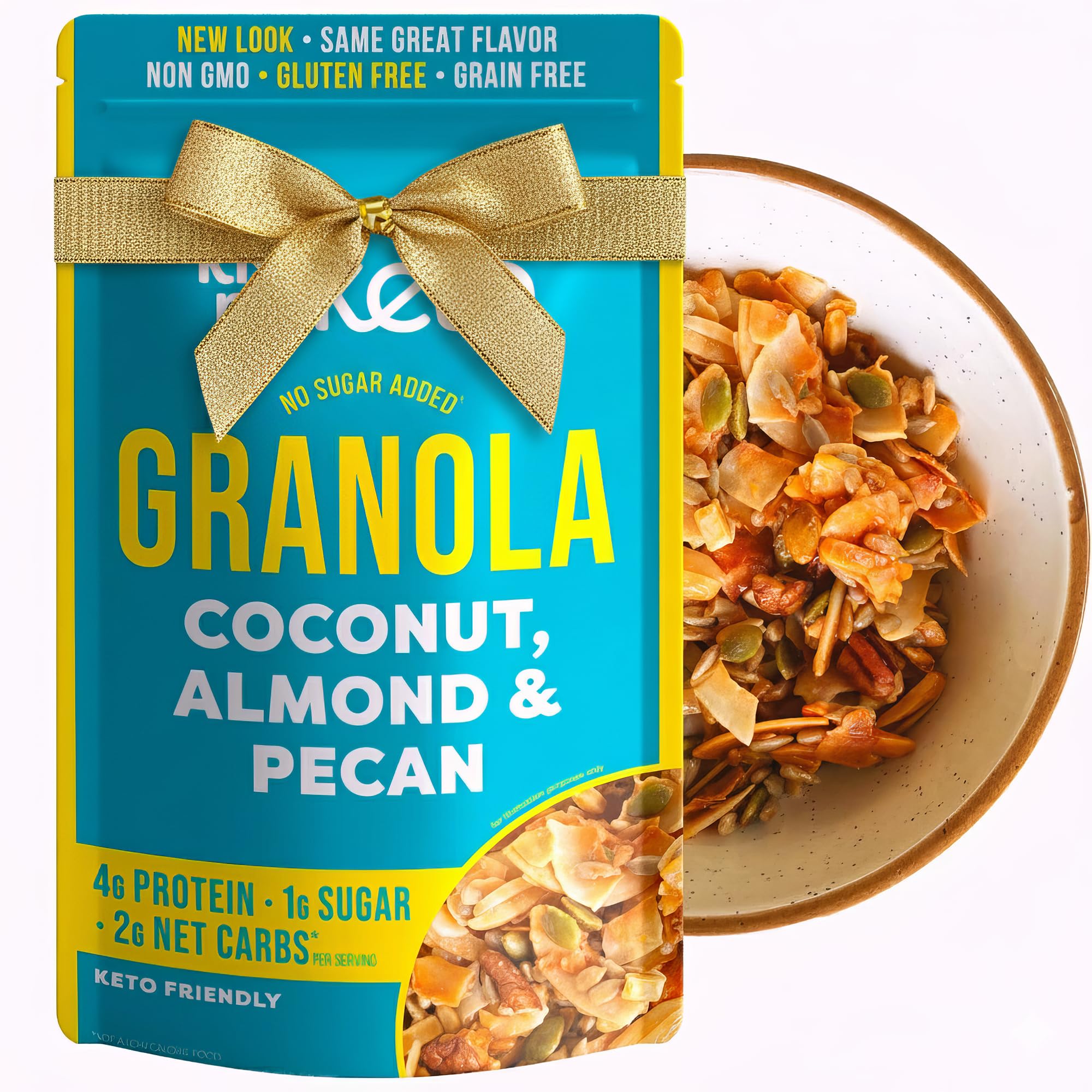 Kiss My Keto Sugar Free Granola, Coconut Almond Pecan 1-Pack – Curb Cravings with Few Net Carbs – Allulose Sweetened, Resealable & Gluten-Free Crunchy Clusters – Grain Free Granola Great With Yogurt