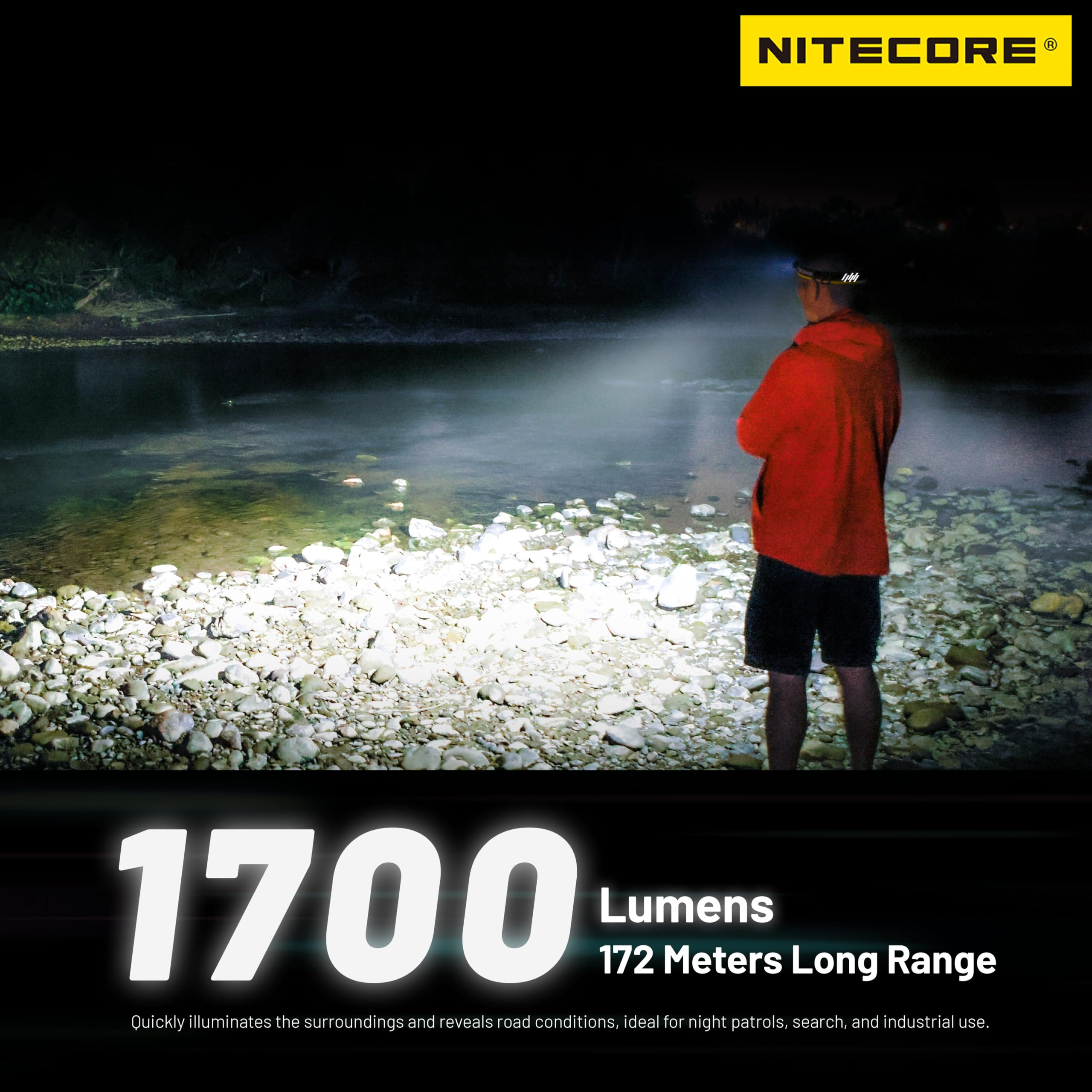 Nitecore NU45 1700 Lumen Lightweight Headlamp 4000mAh Battery USB-C Rechargeable Headlight Tag