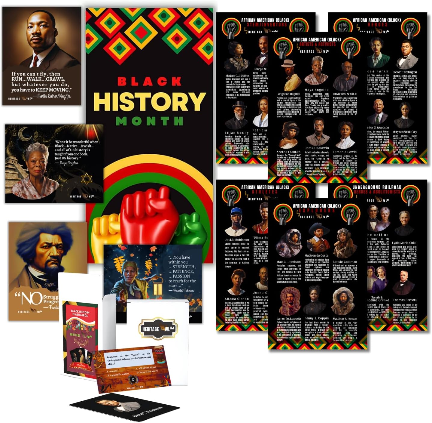 71-PCS African American (Black) History Month Trivia, Flashcards, Posters & Banner Educational Bundle | Subjects: Arts & Culture, Sports, STEM, Activism & More