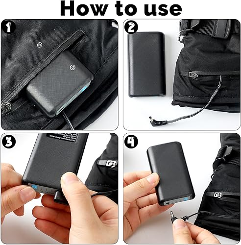 Miniatura 6 de Suhine 2 pares de guantes térmicos para hombres y mujeres, calentadores de pies de mano, guantes recargables alimentados por batería, calcetines de