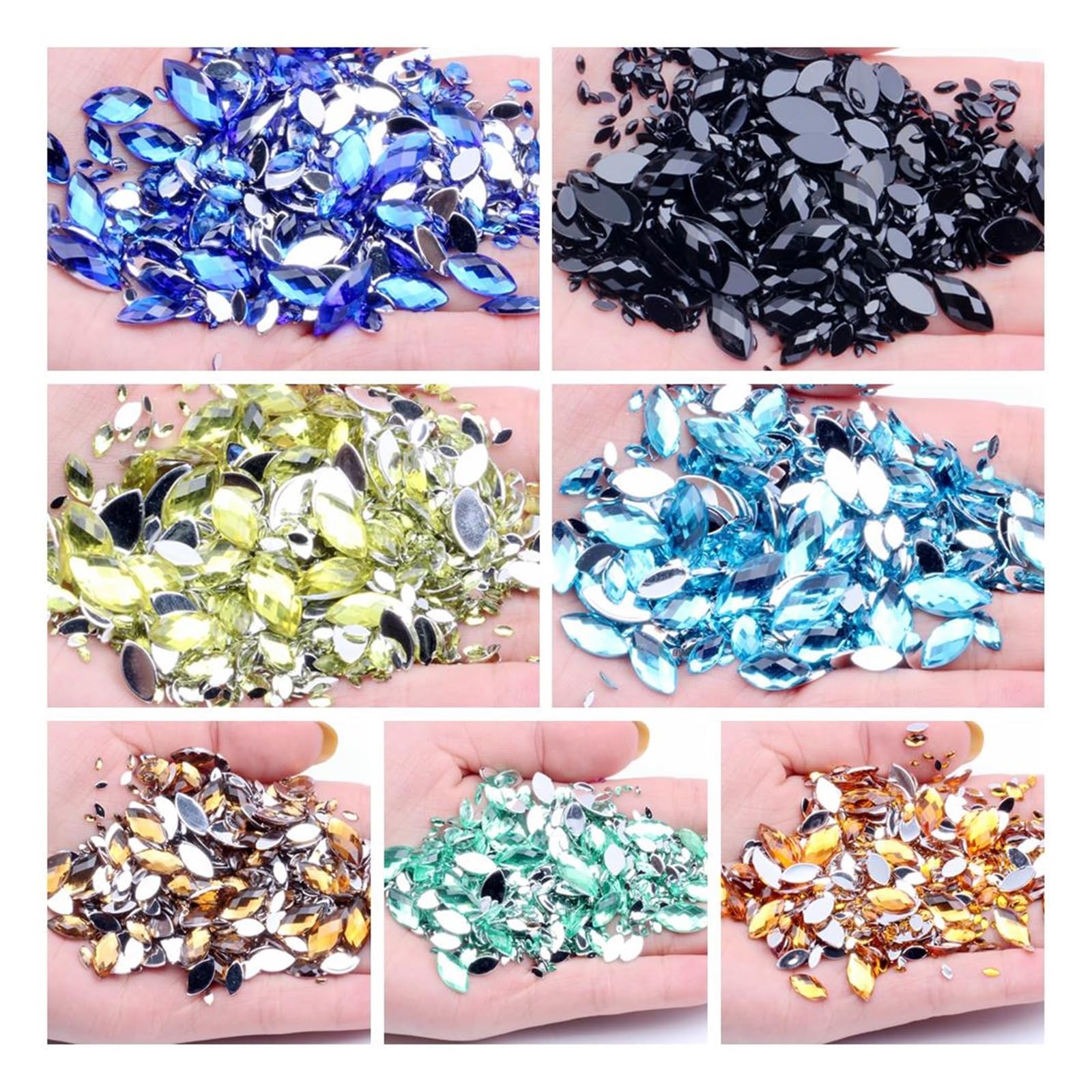 Akrylowe Rhinestone Strass 4x8mm 10000 sztuk cyrkonie do paznokci normalne kolory Flatback Marquise ziemia fasetki ozdoby do paznokci(Material:07 Light Purple)