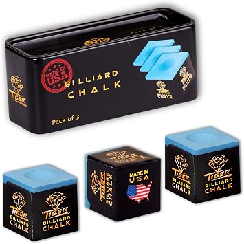 TigerProducts Tiger Pool cue Billiard Chalk - Blue - Pack of 3