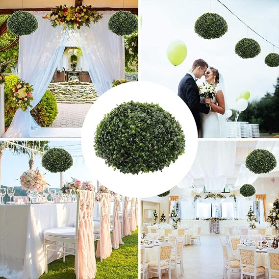 Artificial Boxwood Ball 18inch, Topiary Ball Artificial Outdoor Boxwood Decorative Balls, Artificial Green Grass Ball for Backyard, Balcony, Garden, Wedding Party, Home Office