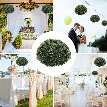 Artificial Boxwood Ball 18inch, Topiary Ball Artificial Outdoor Boxwood Decorative Balls, Artificial Green Grass Ball for Backyard, Balcony, Garden, Wedding Party, Home Office
