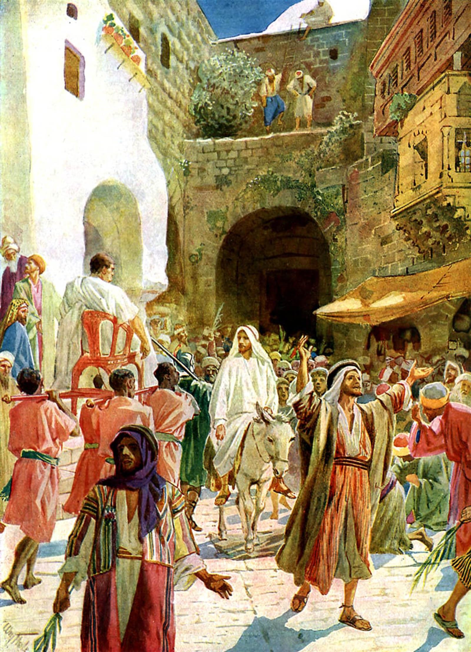 POSTERIIk Famous Modern Artwork Art Mural Jesus Enters Jerusalem Bible by William Brassey Hole Oil Paintings Pictures for Home Decor 60x90cm