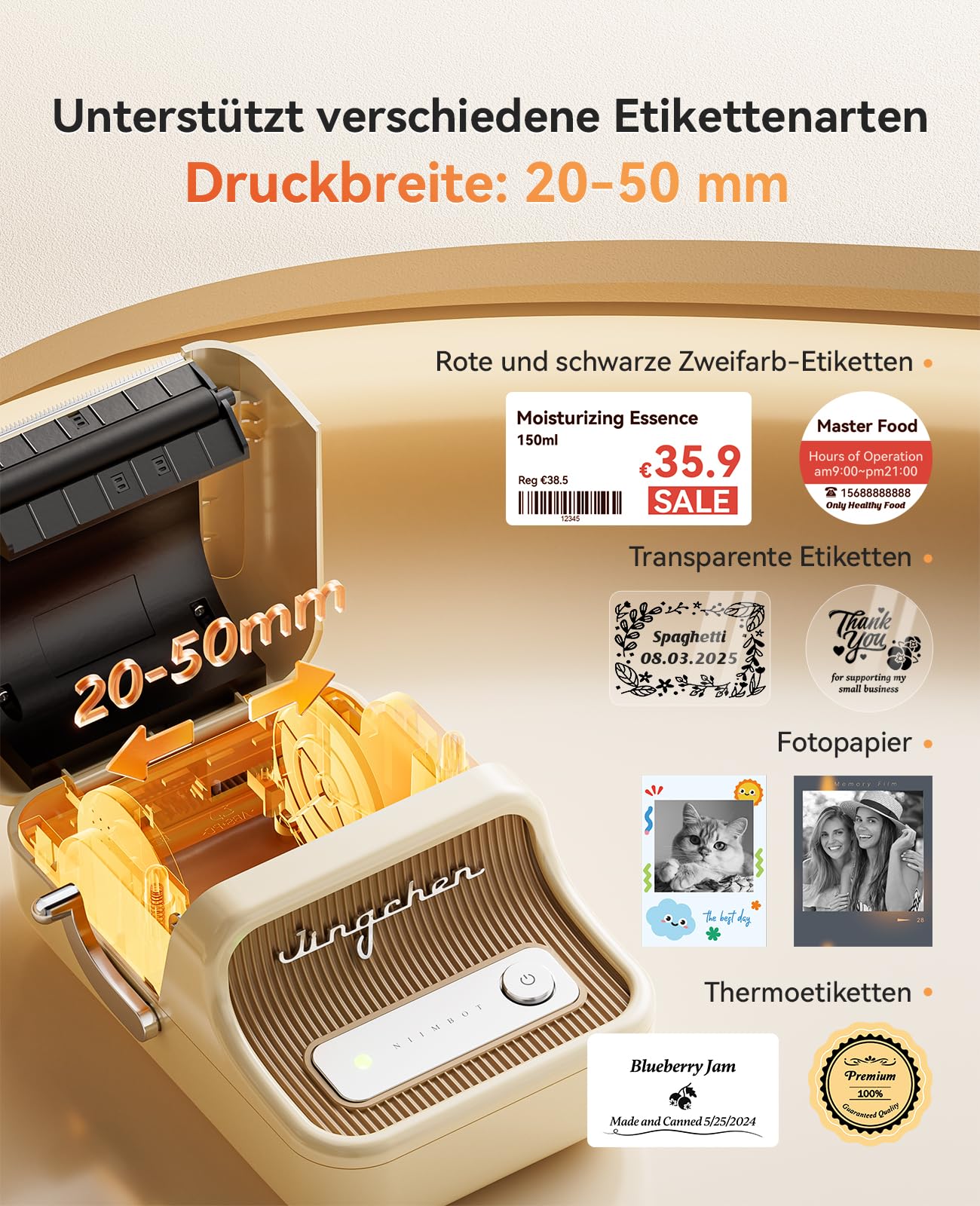 NIIMBOT B21Pro Etikettendrucker, 300dpi Selbstklebendes Etikettiergerät Bluetooth Beschriftungsgerät Label Printer Fotodrucker für Lernen, Studiennotizen, Bilderdruck, Scrapbooking, Weiß