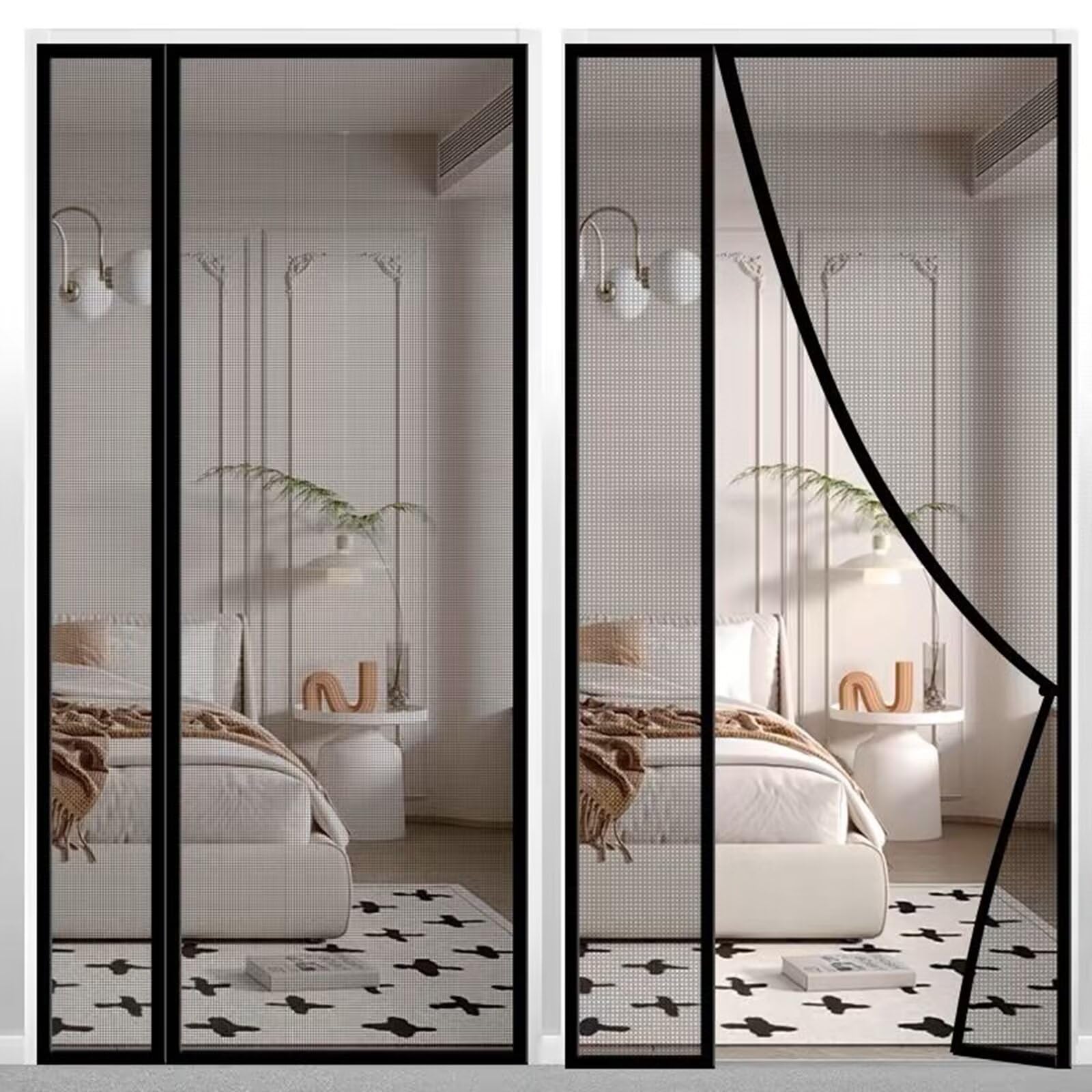 Eejovative Black-B Magnetic Mosquito Net Curtain, 80X200cm Magnetic Mosquito Net Door, Fully Magnetic Foldable Magnetic Adsorption, For Corridors Doors Patio Black