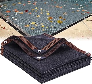 IELSH Winter Swimming Pool Cover, Rectangle Above Ground Pool Net Cover with Rope for Blocking Fallen Leaves and Debris, Keep The Swimming Pool Clean and Tidy, Multiple Sizes