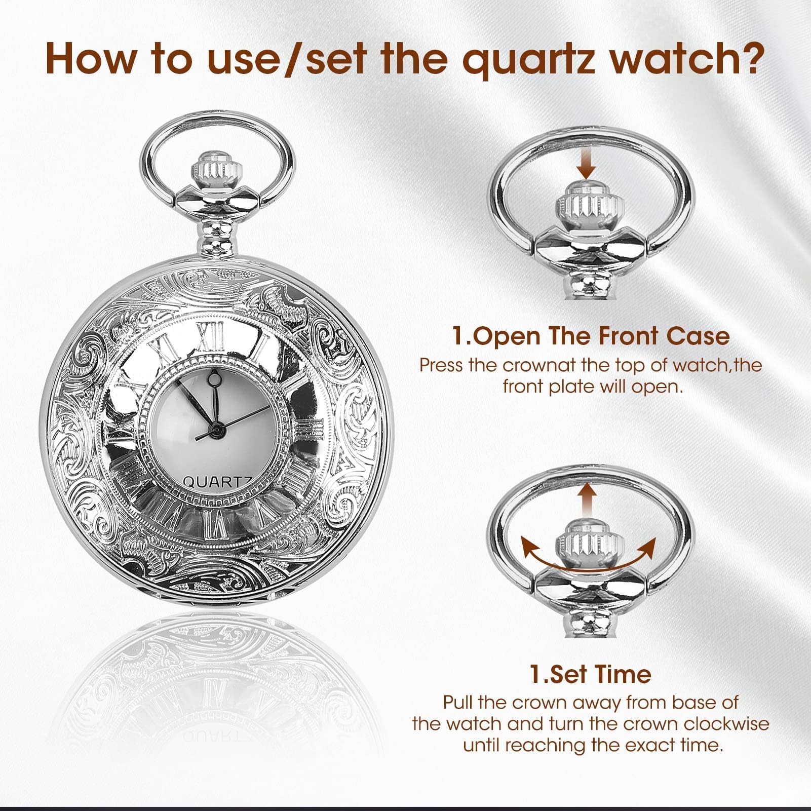 Orologi da Tasca, Numeri Romani in Stile Antico con Catena Staccabile(Silver)
