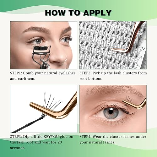 Miniatura 6 de Extensiones de pestañas en racimo de 300 pestañas individuales, rizado 10D 0.1C, 0.354-0.709 in, pestañas postizas suaves y naturales, extensiones