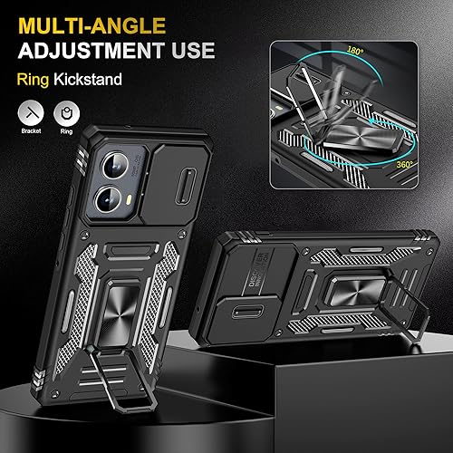 Miniatura 5 de Jeylly Funda y protector de pantalla para Moto Edge 2024 2 unidades, soporte de anillo de dedo de grado militar y cubierta para lente de cámara