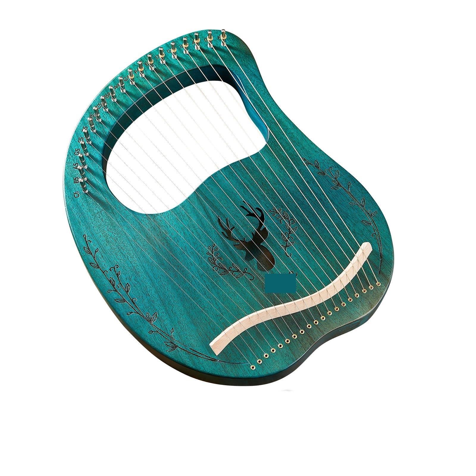 19-saitiges hölzernes Lyra-Harfen-Resonanzkasten-Saiteninstrument mit Stimmschlüssel für Erwachsene/Anfänger(Blue)