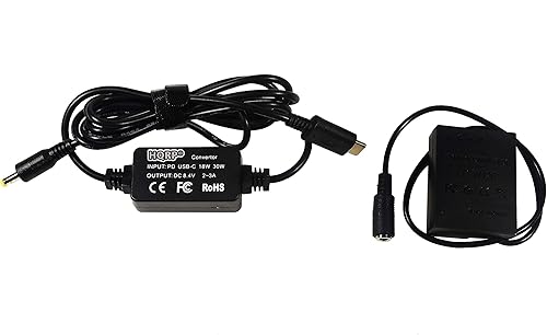 HQRP Convertidor USB-C DC compatible con cámara digital Fujifilm AC-9V CP-W126 X-E2 X-E3 X-E2S X-Pro2 X-T10 X-T2 X-T3 X-T20 X-Pro1 X-E1 FinePix