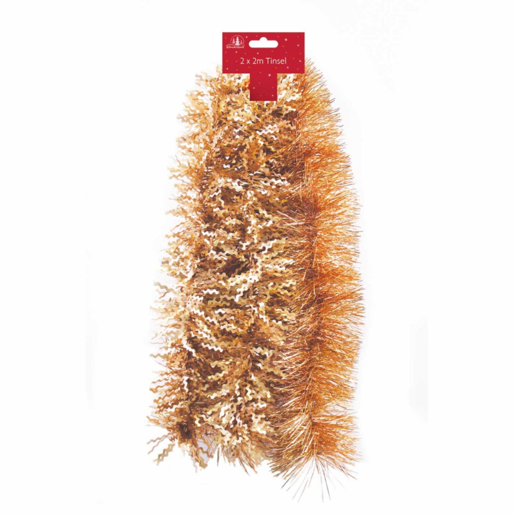 Tallon (7161 Festive Wonderland Xmas Christmas Shiny Fine Cut & Matt Zig Zag Tinsel 12M - Dark Gold
