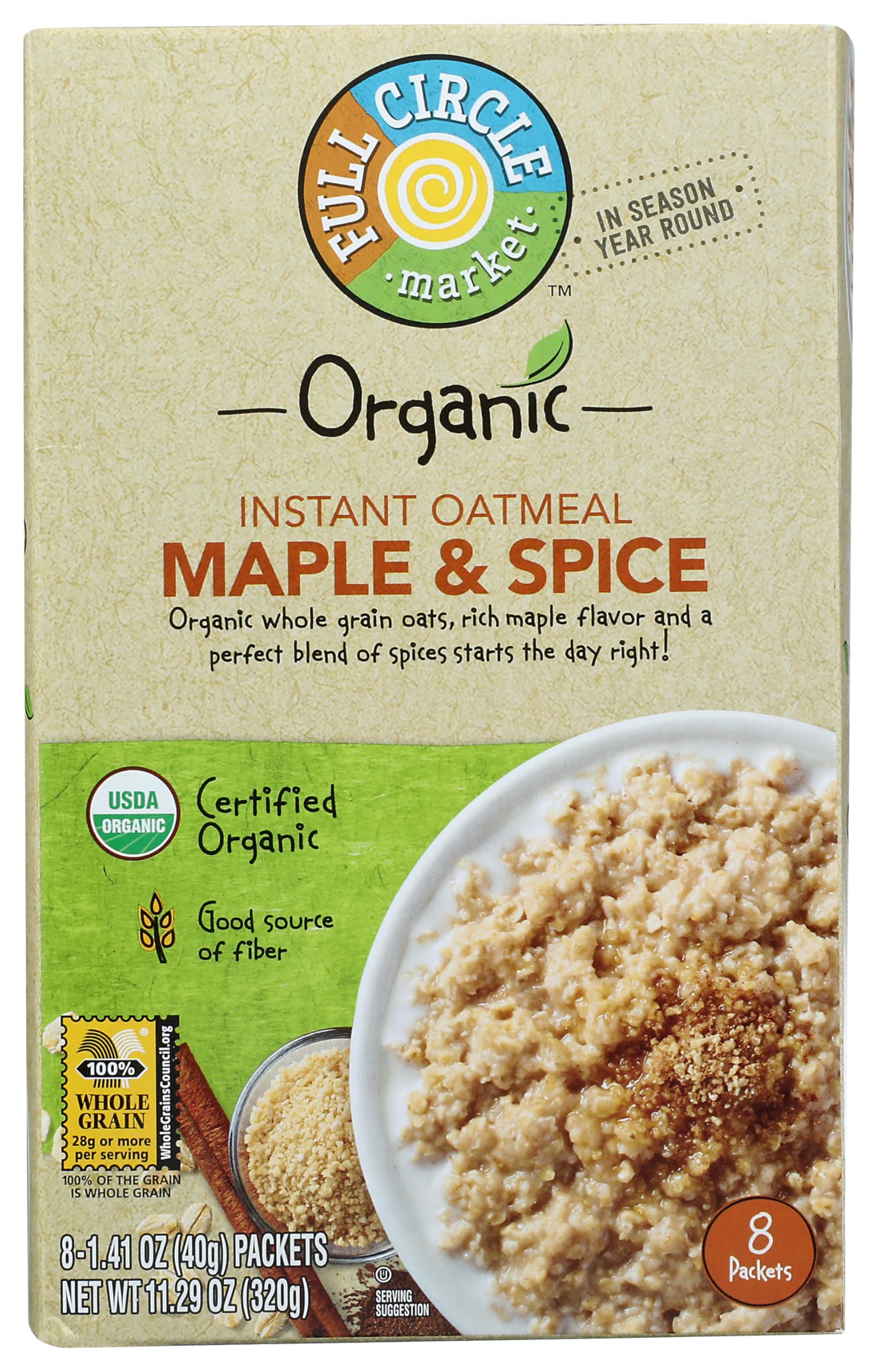 Full Circle, Oatmeal, Instant, Maple & Spice, 11.28 Ounce