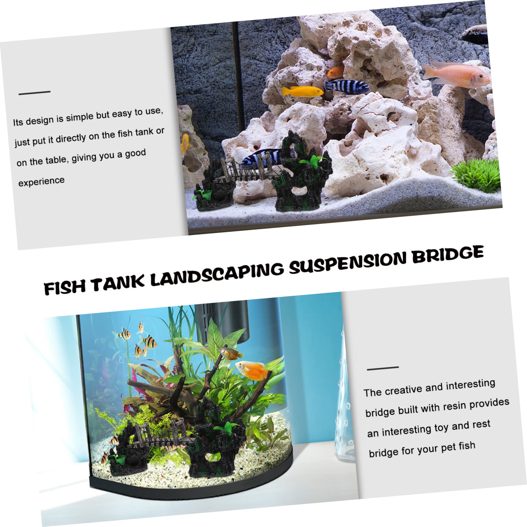Decorazione Retro per Acquario Resina Ponte Adornato per Pesci Accessorio per Rockery e Ambientazione Naturale nel Serbatoio Acquatico