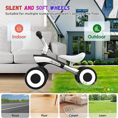 Miniatura 7 de Yoyuto Bicicleta de equilibrio para bebés de 1 año, niños y niñas de 12 a 36 meses, 4 ruedas de silencio, asiento suave, juguetes de primera