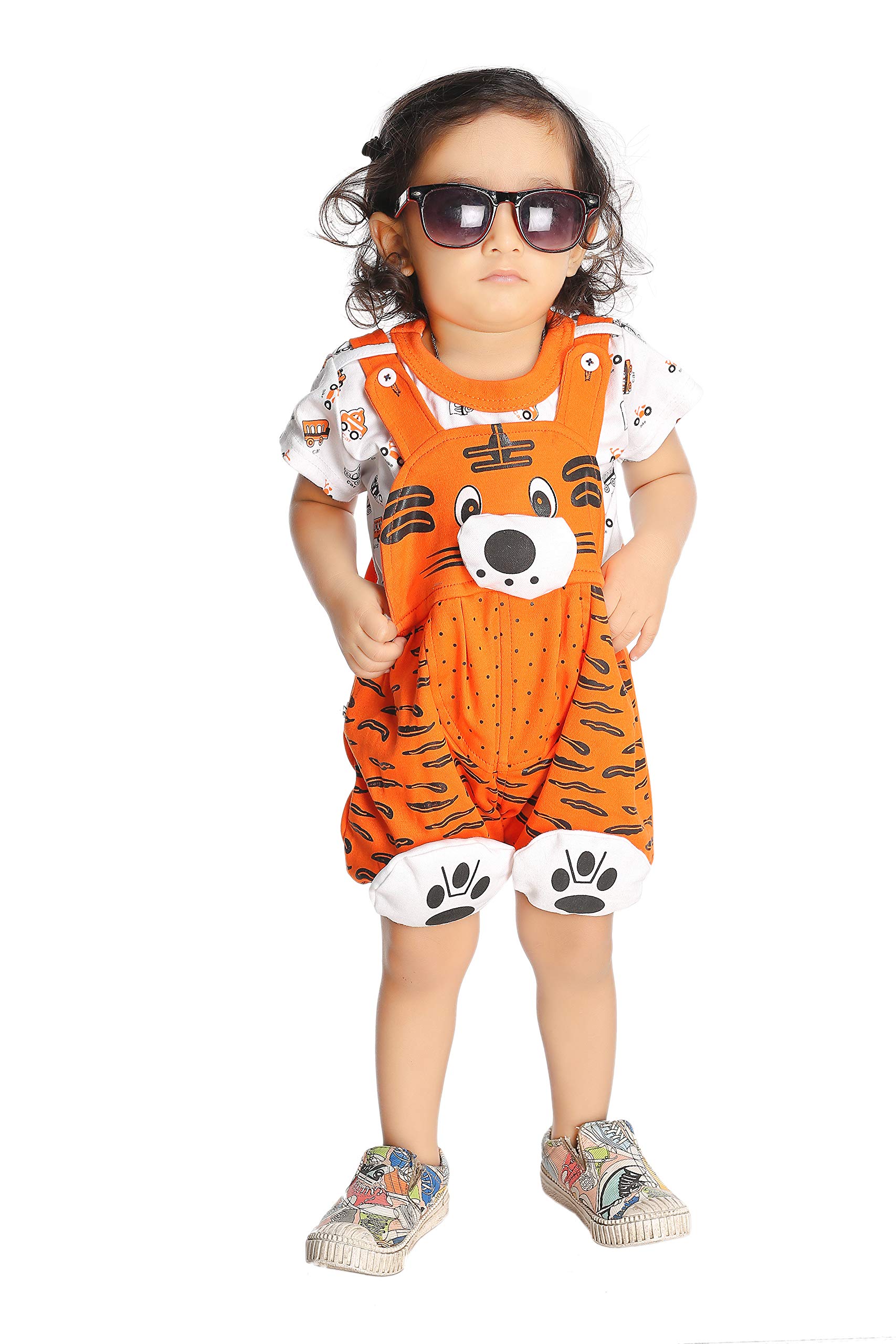 Baby Boy & Baby Girl Cotton Dungaree Set with Printed Tshirt Casual Dungaree Dress for Baby Boy Clothes for Kids