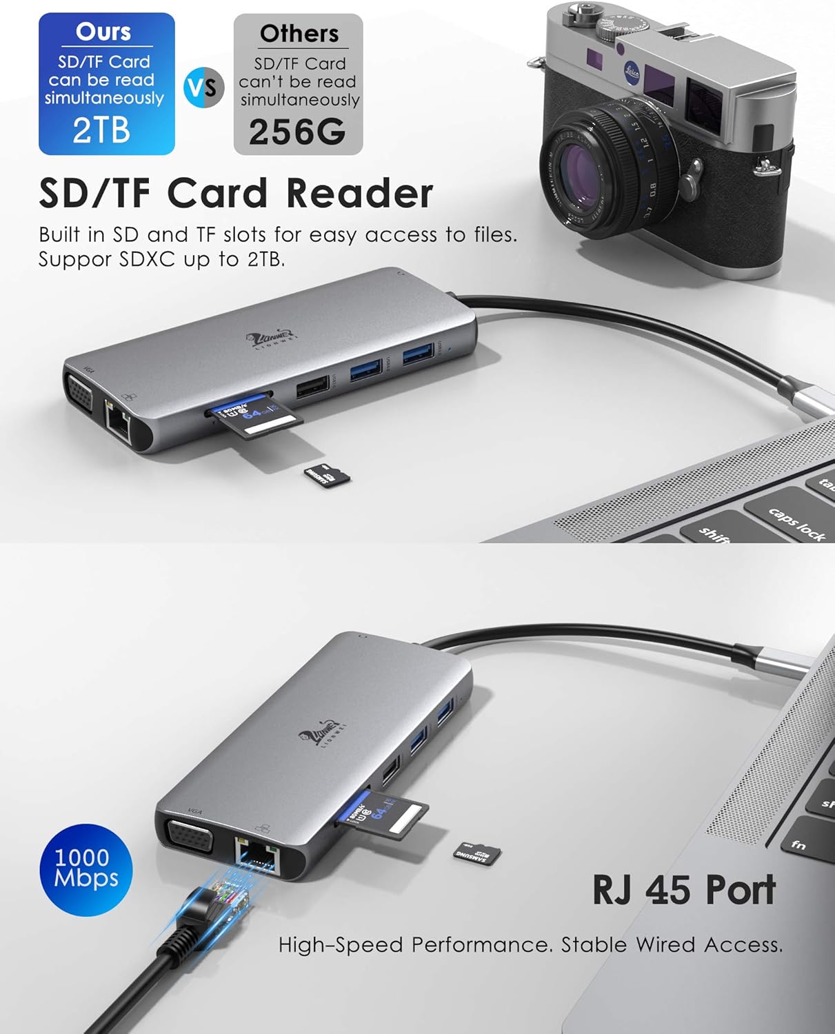 USB C Docking Station Dual Monitor, 12-in-1 Triple Display USB C Adapter for Windows with Dual 4K HDMI, VGA, Gigabit Ethernet, 2 USB 3.0, 2 USB 2.0, 87W PD, SD/TF Card Reader, AUX, for Type-C Laptops : Electronics