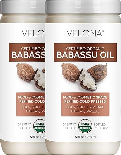 velona Babassu Oil USDA certificado orgánico – 64 onzas líquidas | Aceite portador 100% puro y natural | refinado, prensado en frío