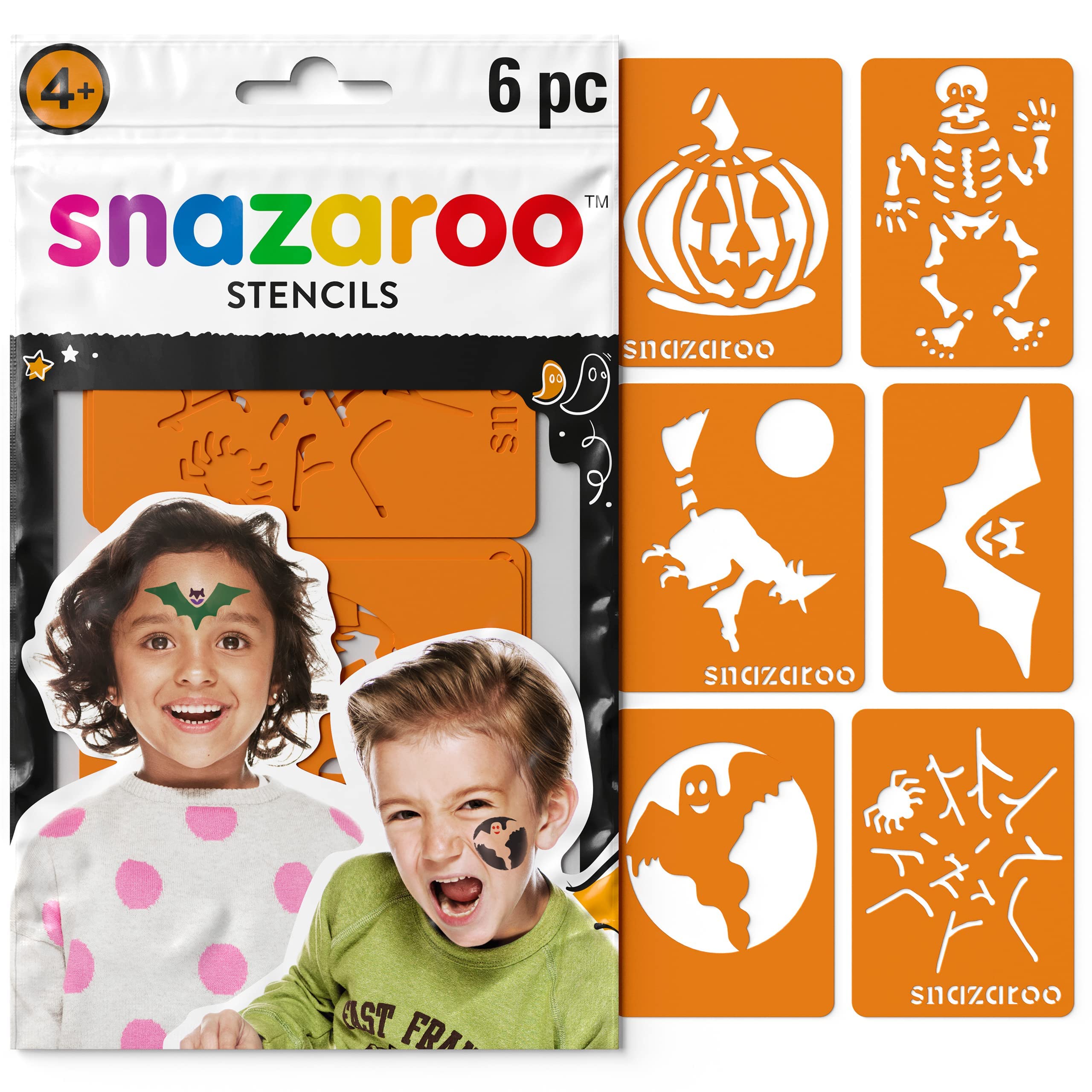 Snazaroo - Plantillas de pintura facial, set de 6, Halloween