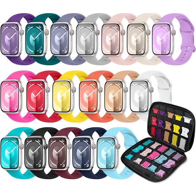 18 Pack Sport Band Compatible with Apple Watch Bands 40mm 41mm 38mm 46mm 45mm 44mm 42mm 49mm for