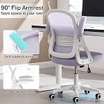 Fizzin chaise de bureau, chaise de bureau ergonomique à la maison avec support Lombaire réglable et coussin de siège épais, chaise d'ordinateur en mesh respirant Flip-up accoudoirs Chaises de travail pour le bureau intérieur (Lavande)