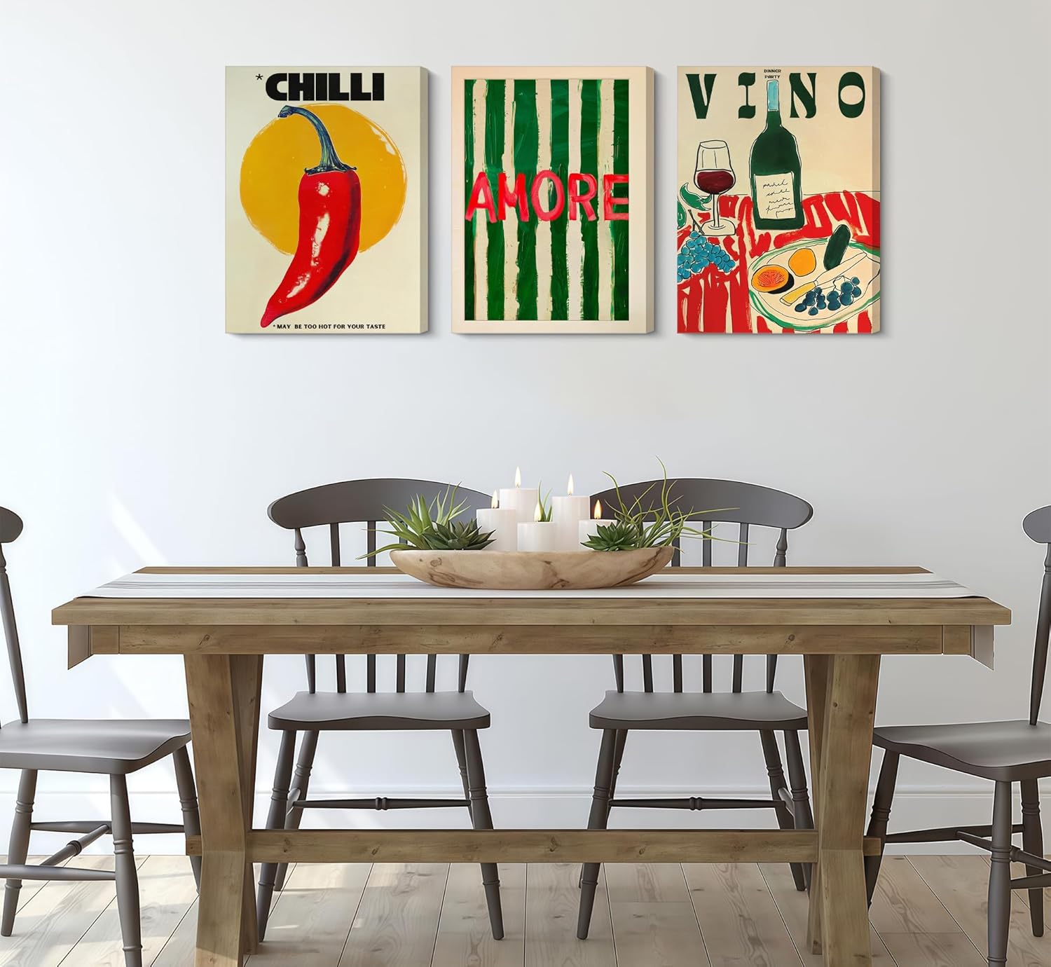 3Pcs Vintage kitchen Canvas Wall Art Abstract Dinner Table Food Wall Decor Colorful Food Lover Maybe Too Hot for Your Taste Poster Print Artwork for Dining Hotel Kitchen Modern Home Decoration - Image 6