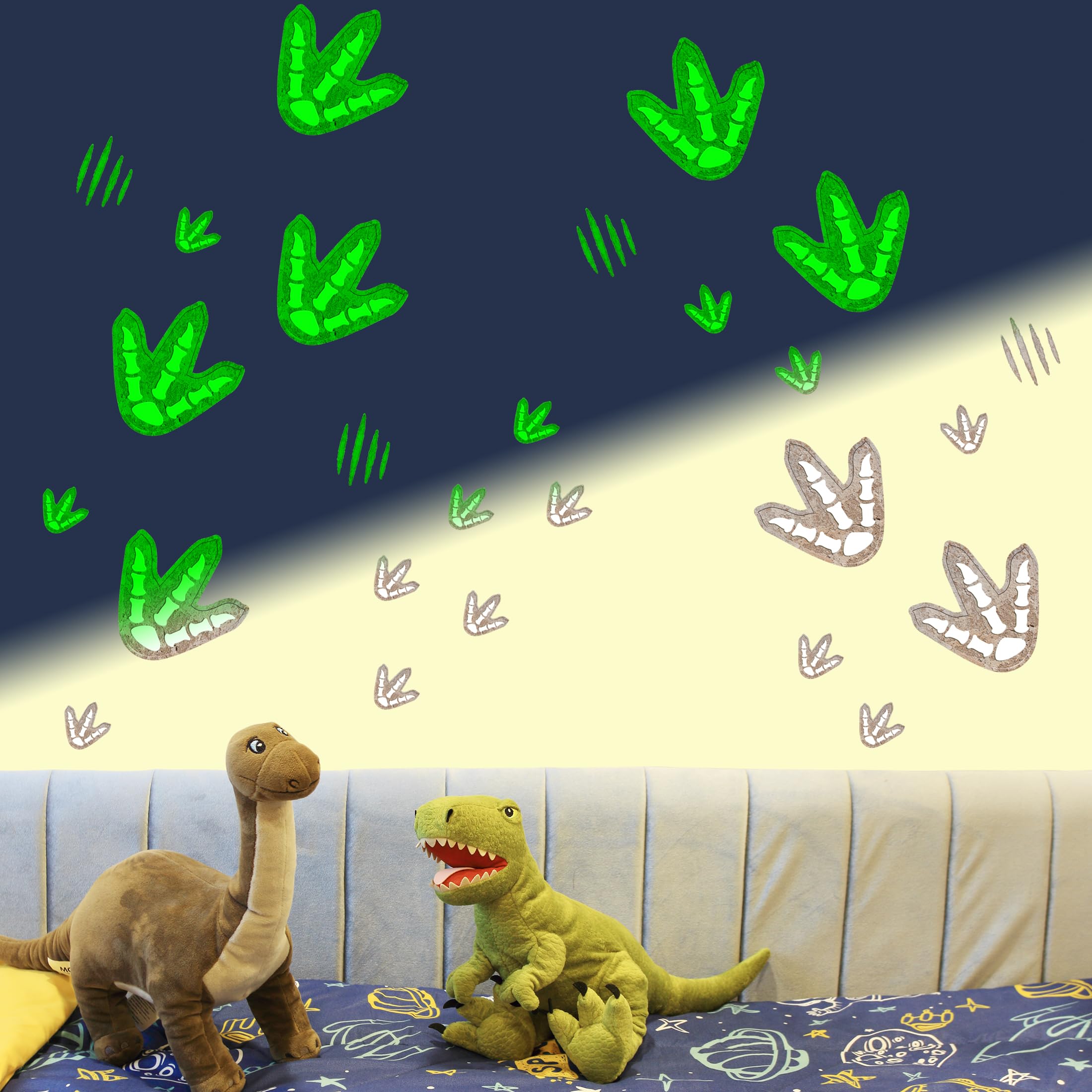 Autocollants muraux phosphorescents dinosaure pour illuminer la chambre de bébé la nuit