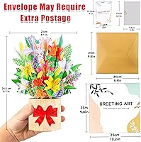 Vista 3 de GREETING ART Easter Pop Up Card, 3D Colorful Lily Cross Rabbit Bouquet Design, 3D Easter Bouquet Greeting Cards, Spring Gift Cards for Kids, Boy