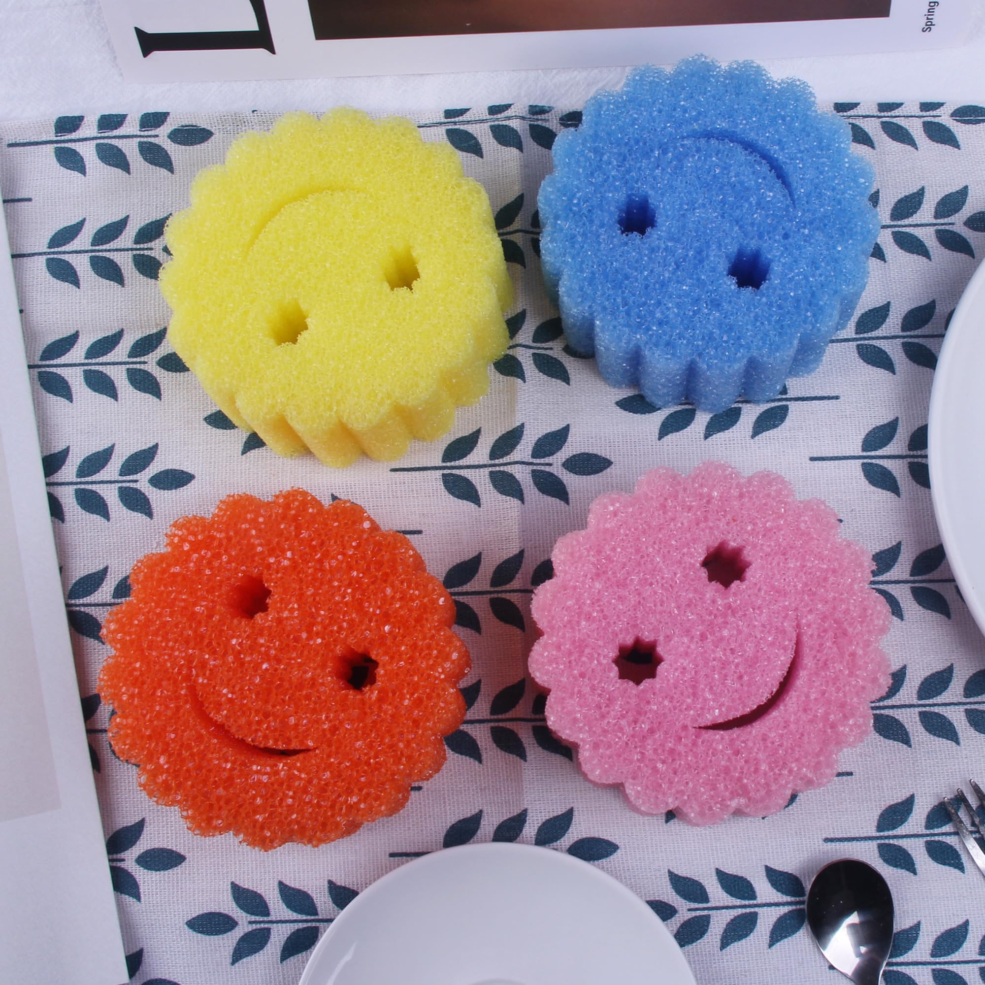 Dual Sided Sponge and Scrubber, Free Multipurpose Dishwashing Sponge, Stain & Odor Resistant Kitchen Sponge