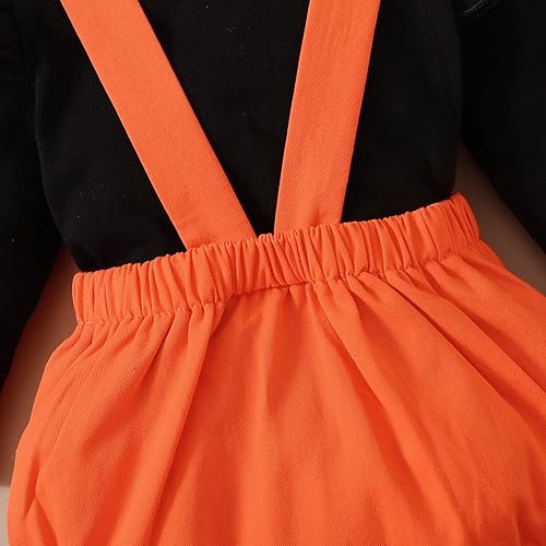 Miniatura 5 de Trajes de Halloween para niña recién nacida, sudadera de manga larga, color liso, overoles con peto, overoles de fantasma, diadema con lazo, ropa