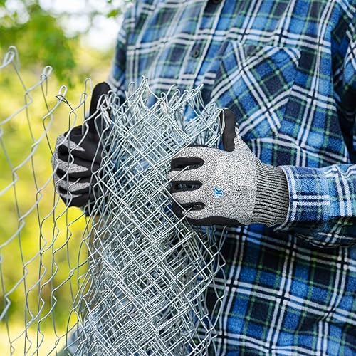 Miniatura 5 de Guantes resistentes a cortes, revestimiento de nitrilo de microespuma, nivel de corte ANSI A3, rendimiento de agarre superior, duraderos, guantes de