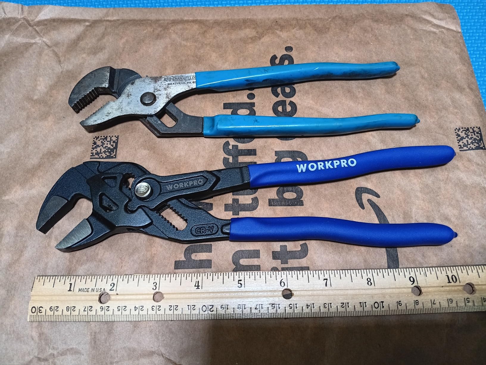 WORKPRO Pliers Wrench Set, 7 & 10-Inch CR-V Construction Wrench Pliers, Adjustable Parallel Smooth Jaw Pliers, Black Finish, Groove Lock Mechanism photo review