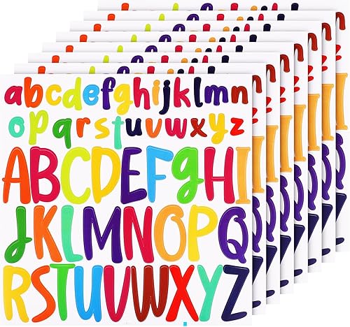 Miniatura 1 de 416 calcomanías de letras, 8 hojas de 1 pulgada y 2 pulgadas, calcomanías autoadhesivas del alfabeto, calcomanías de vinilo impermeables para