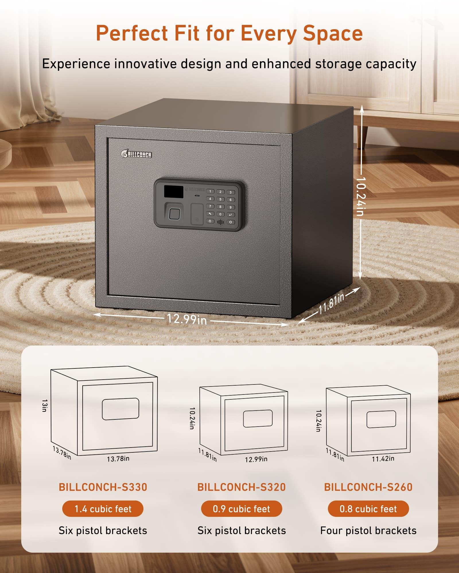 Billconch Smart Safe - Cassaforte pieghevole biometrica con blocco automatico, con display LCD, guida vocale, accesso rapido con impronte digitali, tastiera, chiave, app