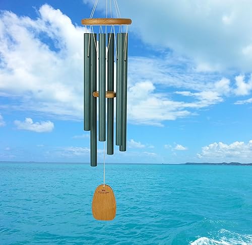 Miniatura 2 de Woodstock Chimes Signature Collection SeaScapes Chime grande 37 pulgadas verde oama diseños decorativos regalos costeros campanillas de viento para