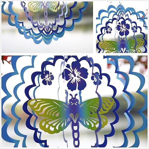 Miniatura 5 de Kinetic - Adorno colgante de metal 3D con diseño de libélula y el viento, regalo para el hogar y el jardín, 12 pulgadas, diseño de mandala de