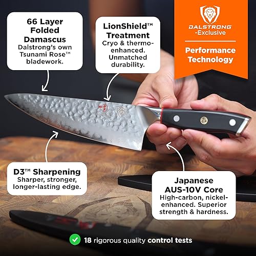 Miniatura 3 de DALSTRONG VG10 Shogun Series X Gyuto cuchillo chef con acabado martillado con funda 8 pulgadas