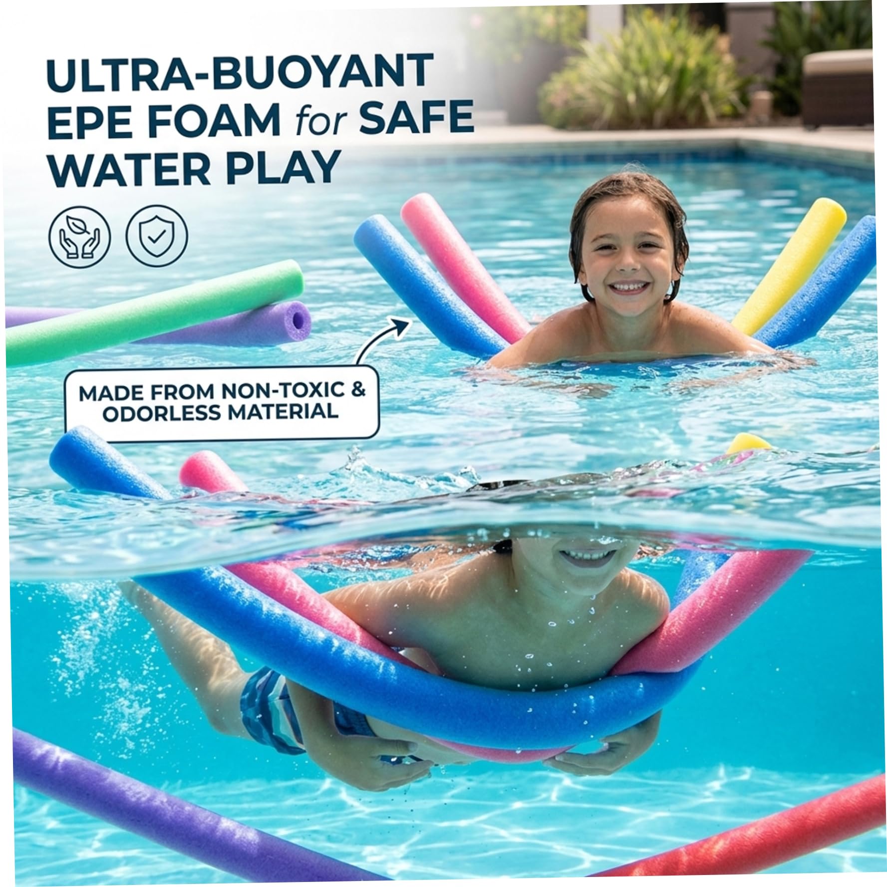 6er-Pack Poolnudeln aus Schaumstoff – 59-Zoll-Schwimmnudeln für Wasserspiele und Poolschwimmer, 6 Farben
