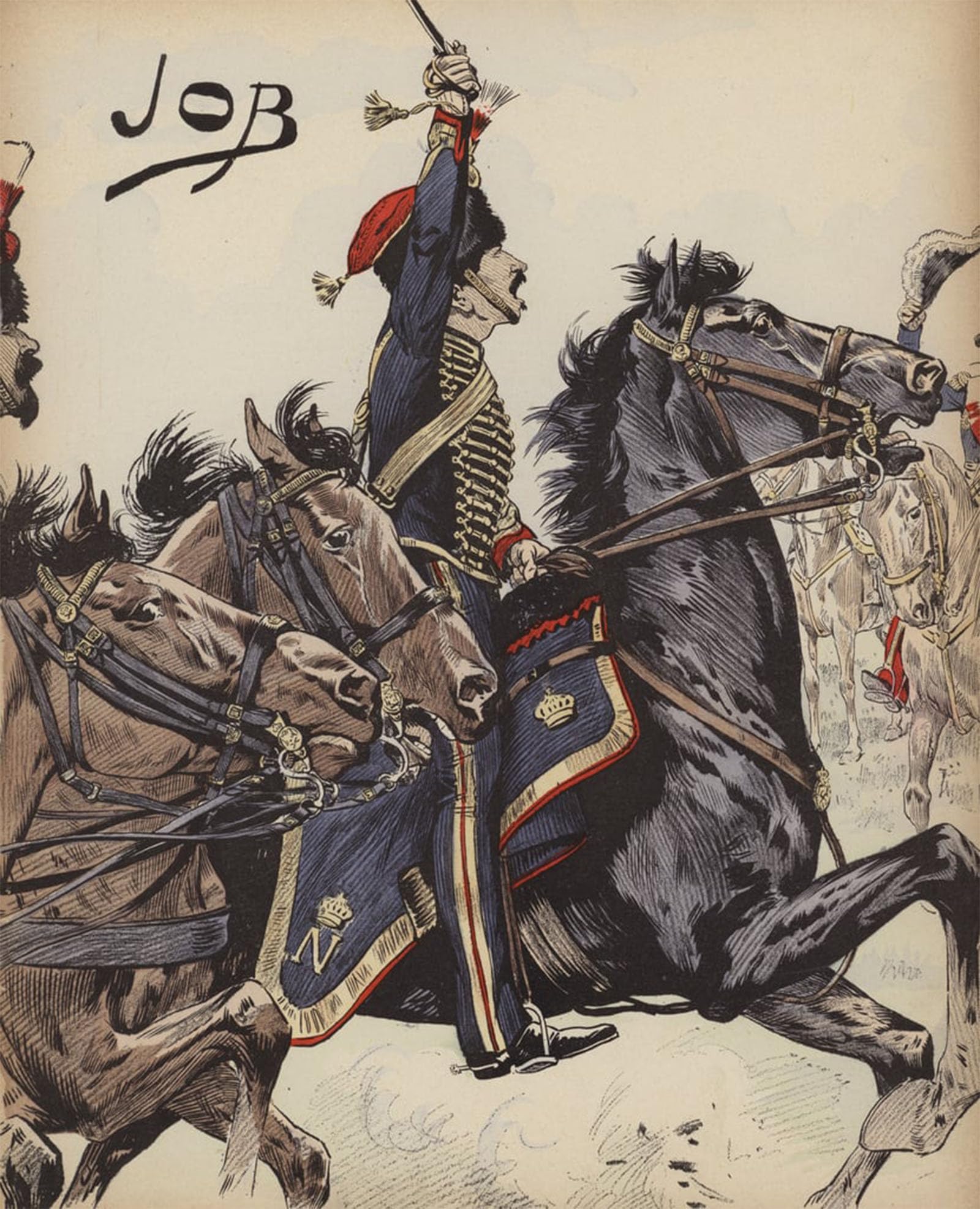 SERENDIPITP Abstract Painting Mural Print Picture Wall Decor Painting French Cavalryman of the Napoleonic Wars Vintage Wall Artwork for Home Decor 60x90cm