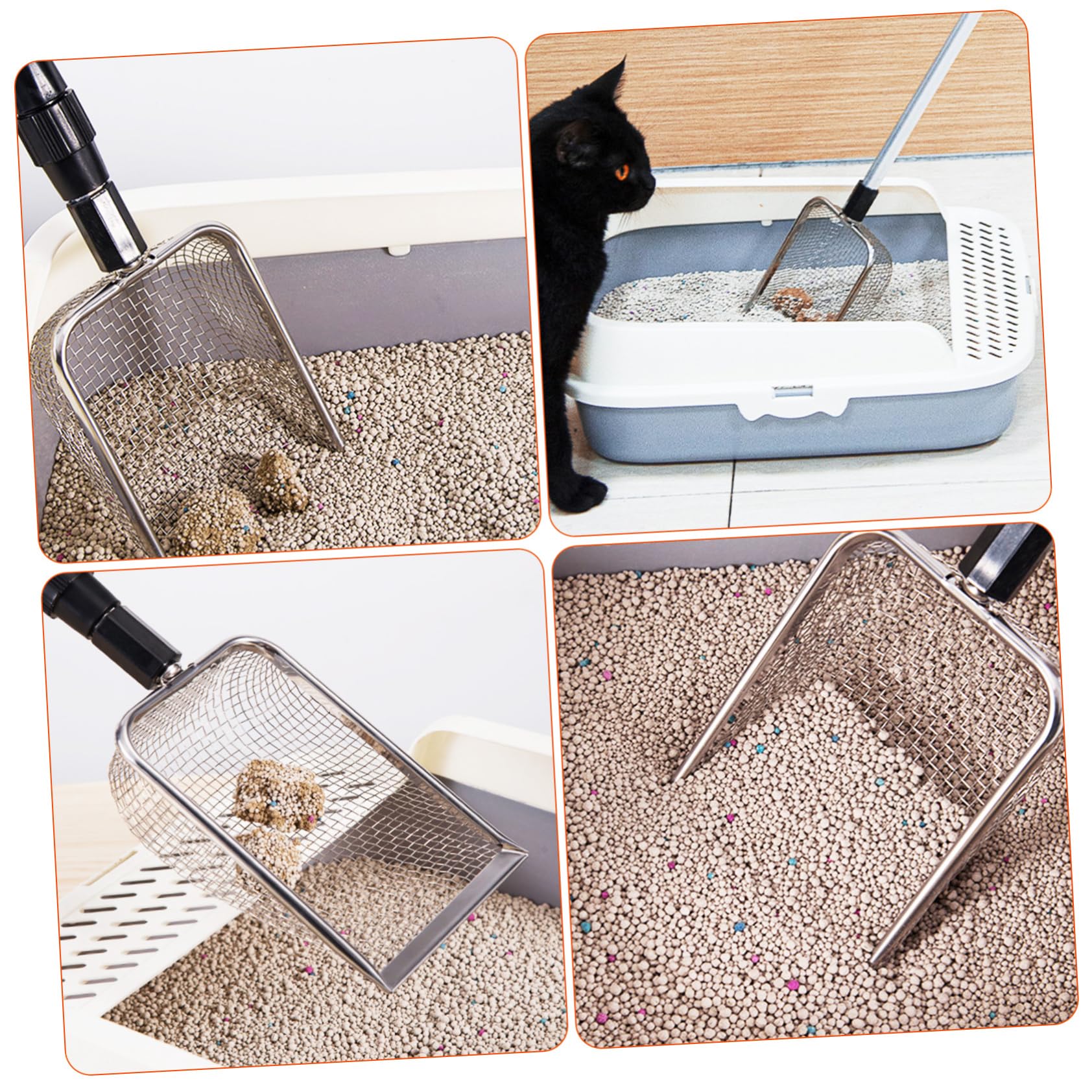 TOYANDONA 2 Pièces Pelle à Litière pour Chat Acier Inoxydable Lot Poignée Tamis à Litière Durable Nettoyage Pratique et Stockage Suspendu
