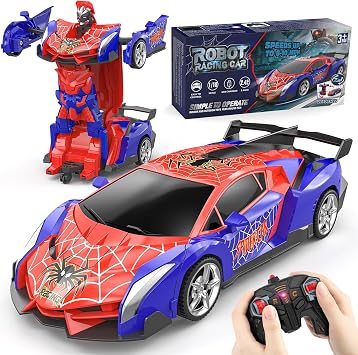 Spider Remote Control Robot Car, Transforming Toy Boys Gift 3-10 Year Old